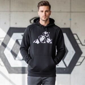 NWOT Adidas Men's Game and Go Camo Big Logo Training Hoodie in Black Sz Large